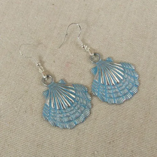 Blue Shell Earrings Beach Earrings Sea Shell Sea Glass Earrings