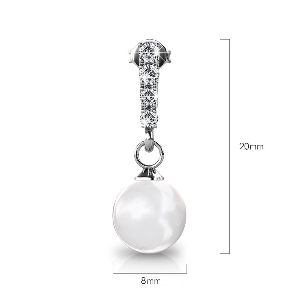 Boxed 2 Pairs Lustrous Earrings Set Embellished with SWAROVSKI Crystal Iridescent Tahitian Look Pearls in White Gold