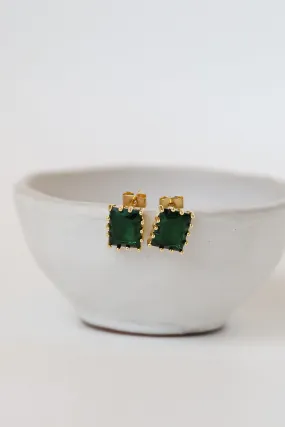 Brielle Hunter Green Gemstone Stud Earrings