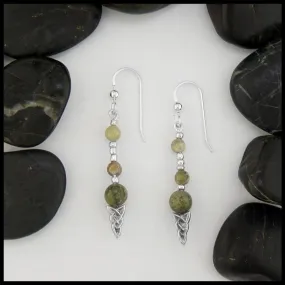 Celtic Drop Earrings with Connemara Marble