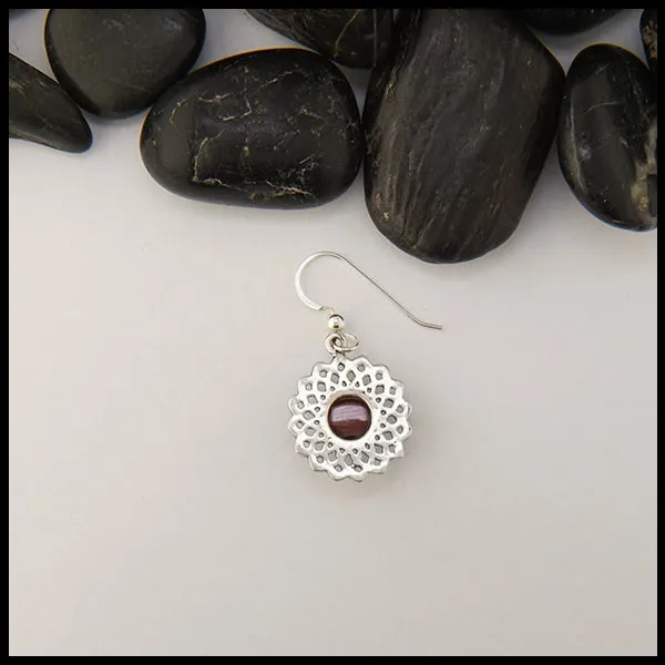 Celtic Knot Flower Garnet Earrings