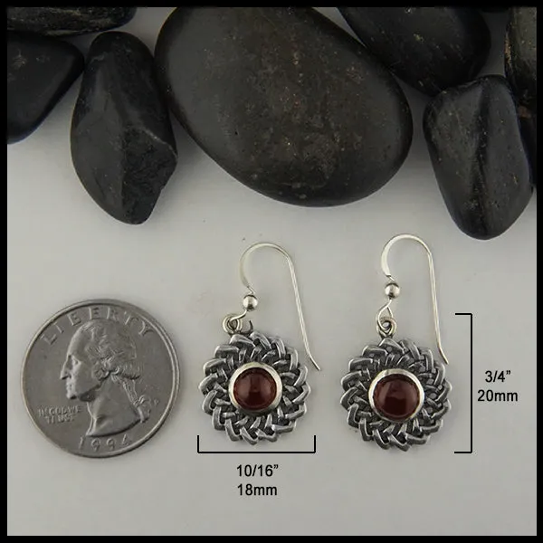 Celtic Knot Flower Garnet Earrings