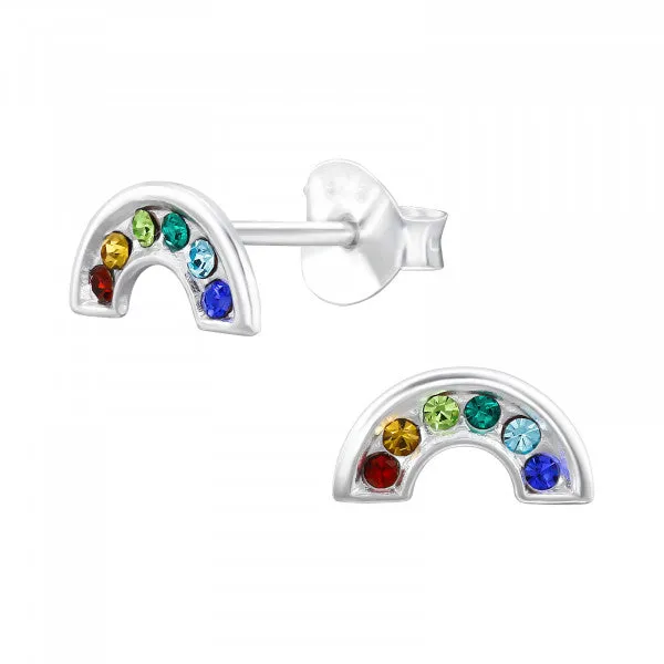 Childrens Sterling Silver Multi Coloured Rainbow Earrings