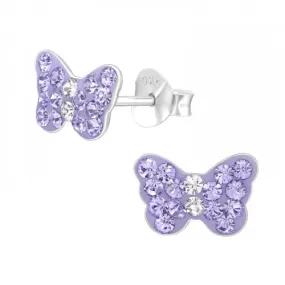 Children's Sterling Silver Purple Butterfly Earrings