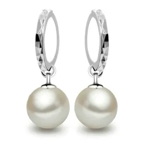 Circle Earrings Freshwater Pearl and Silver Plated Hook Earrings Fashion Korean Cute Sweet Pearl Earring For Ladies