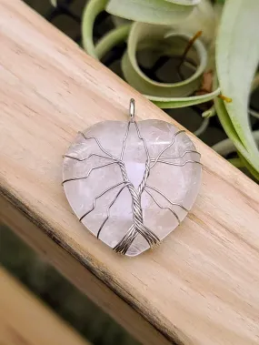 Clear Quartz Wire Wrapped Heart Pendant