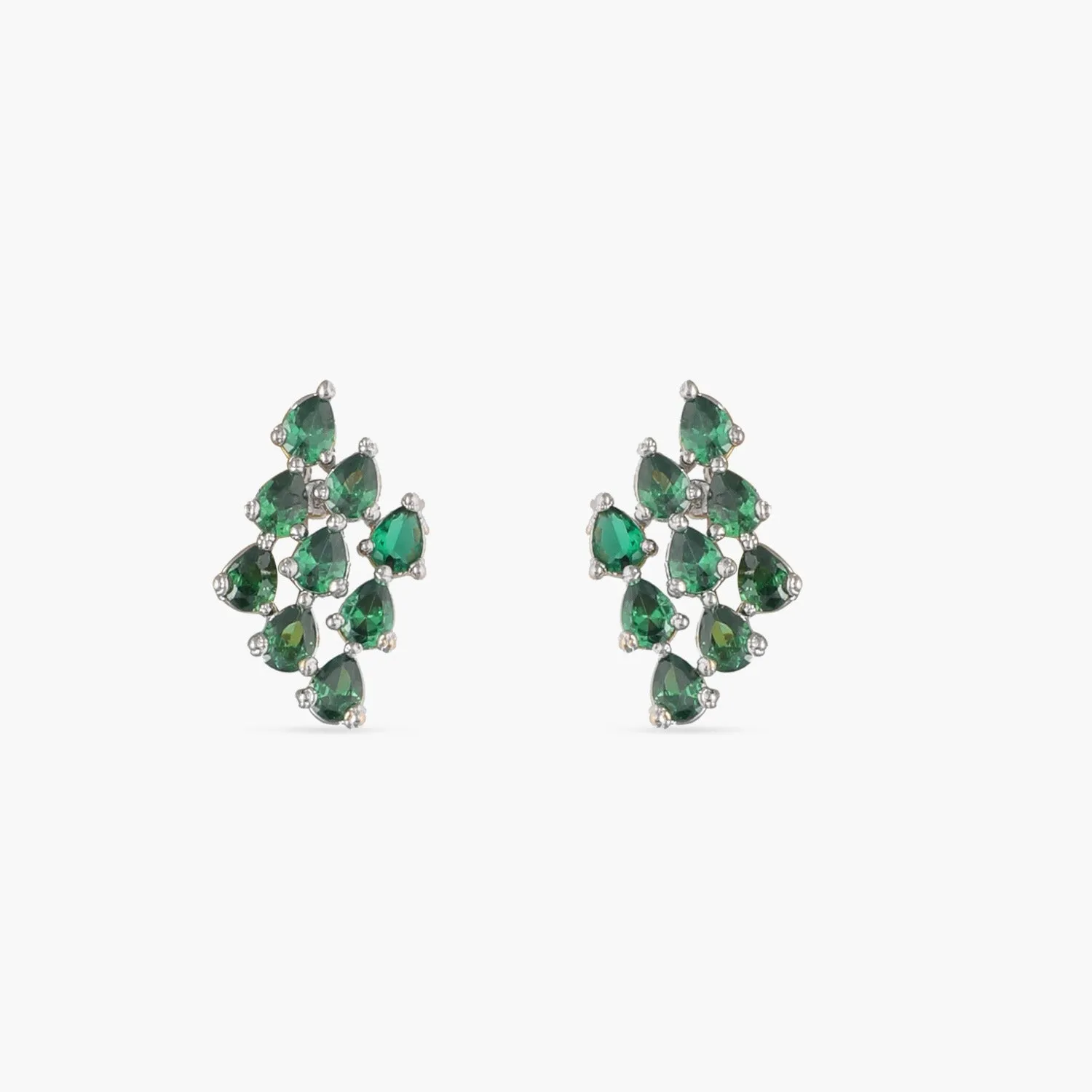 Cluster CZ Silver Stud Earrings