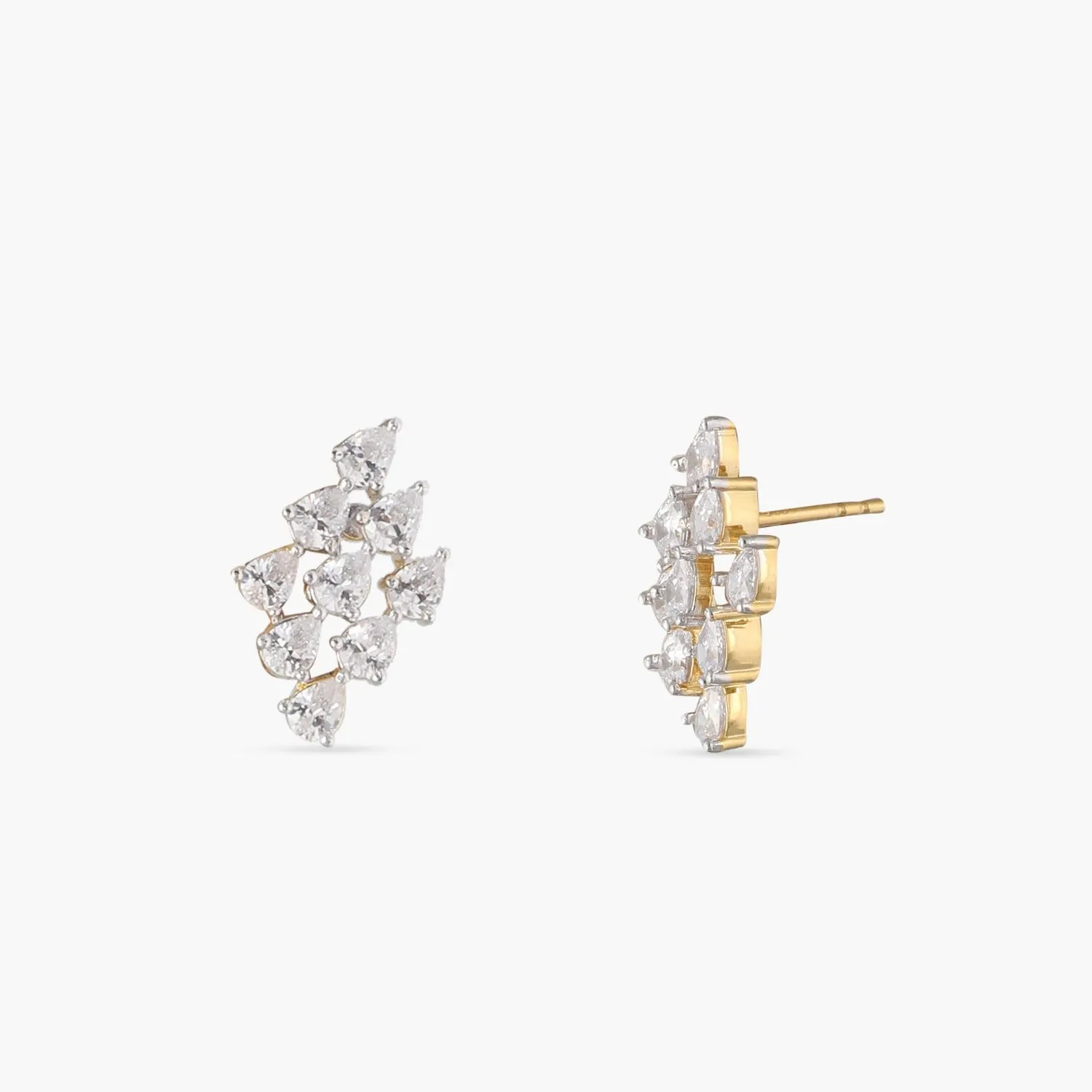 Cluster CZ Silver Stud Earrings