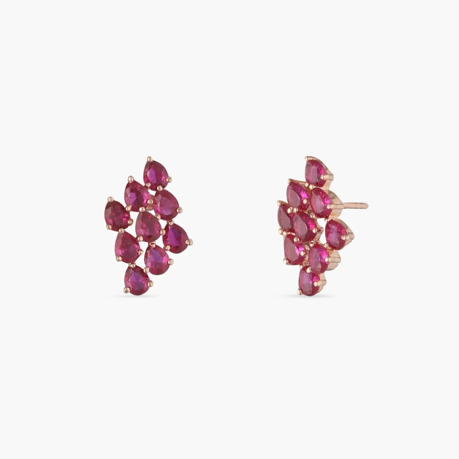 Cluster CZ Silver Stud Earrings