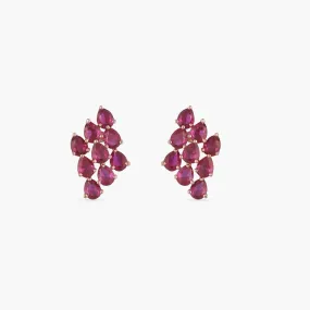 Cluster CZ Silver Stud Earrings