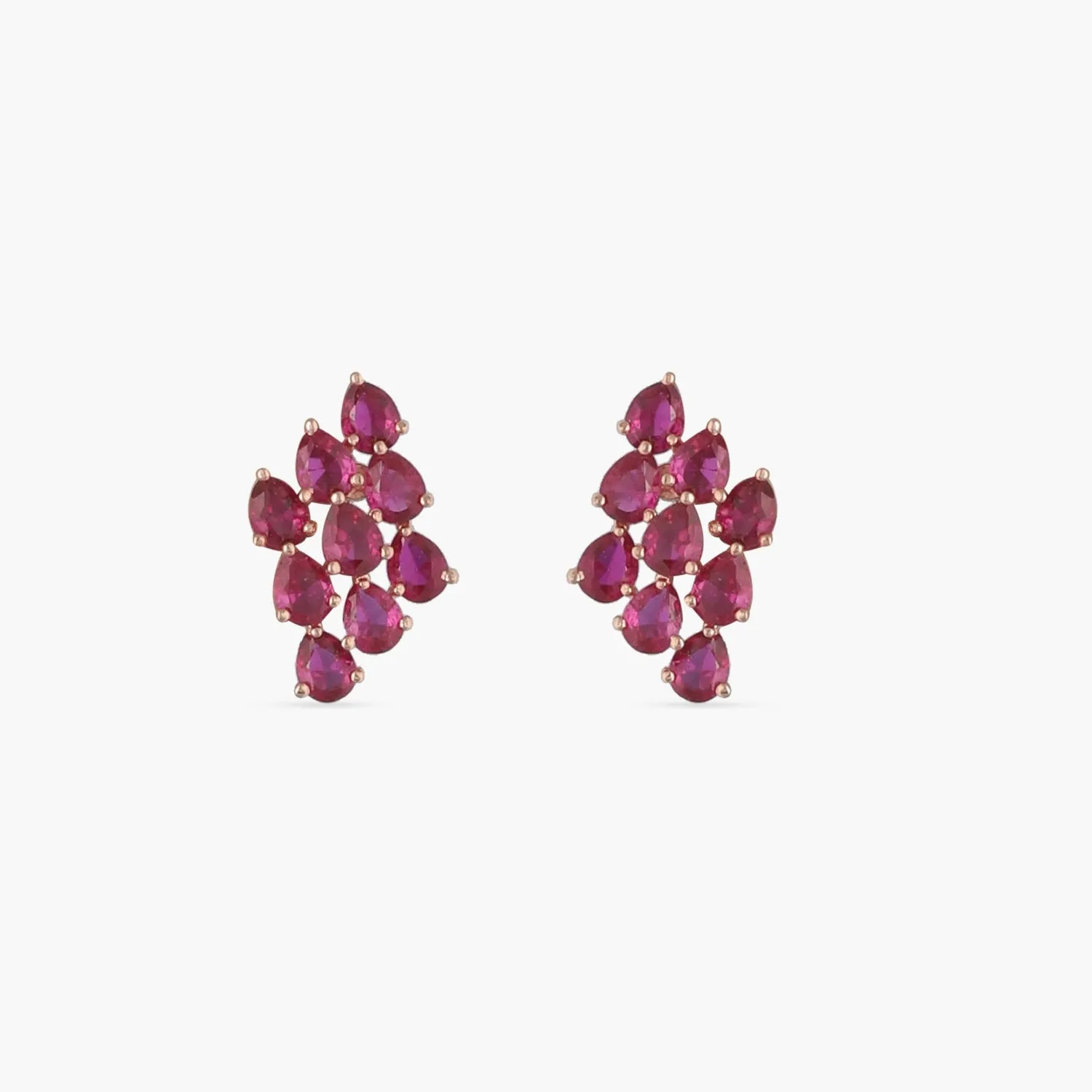 Cluster CZ Silver Stud Earrings