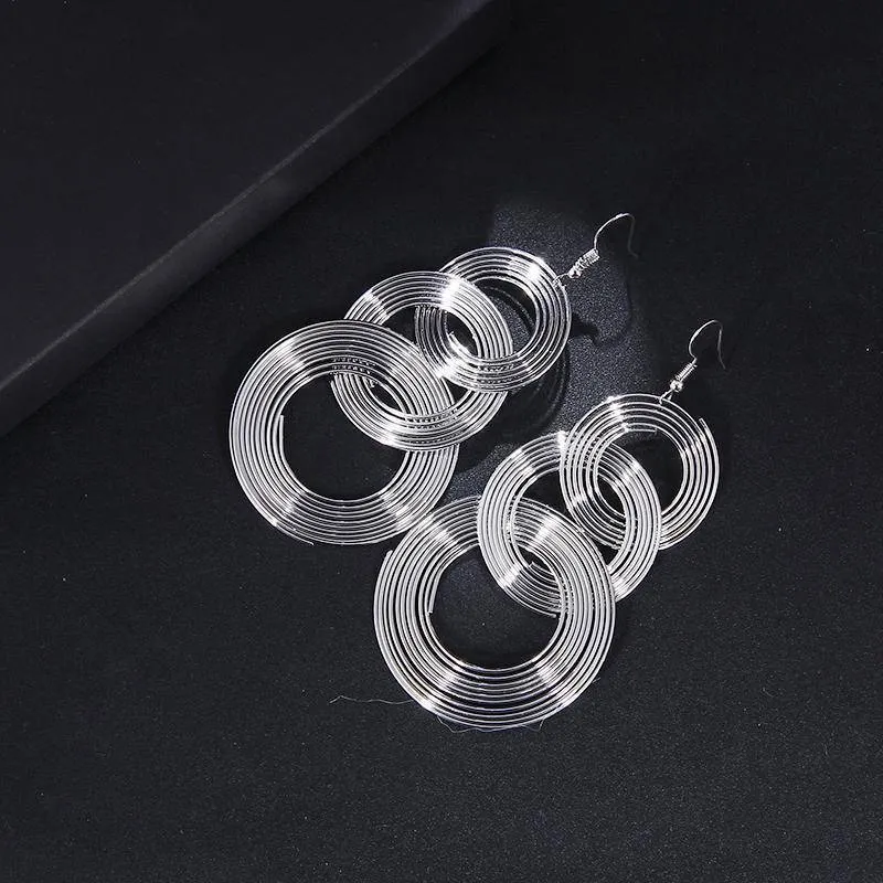 Coiled Wire Fashion Earrings in Silver or Gold for Women