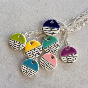 Colourful minimalist geometric ceramic pendants