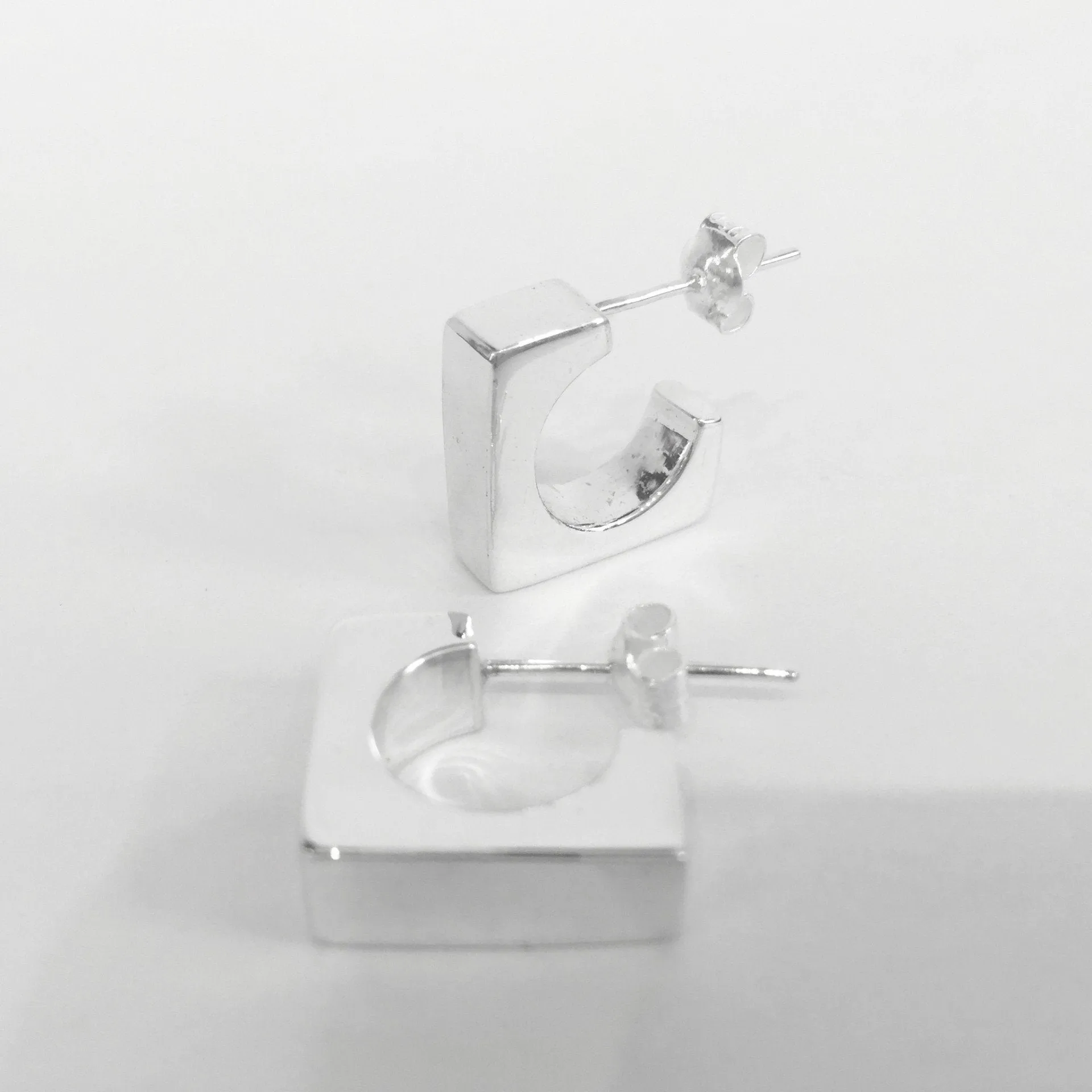 Contemporary square hoops Silver Earrings - Archive