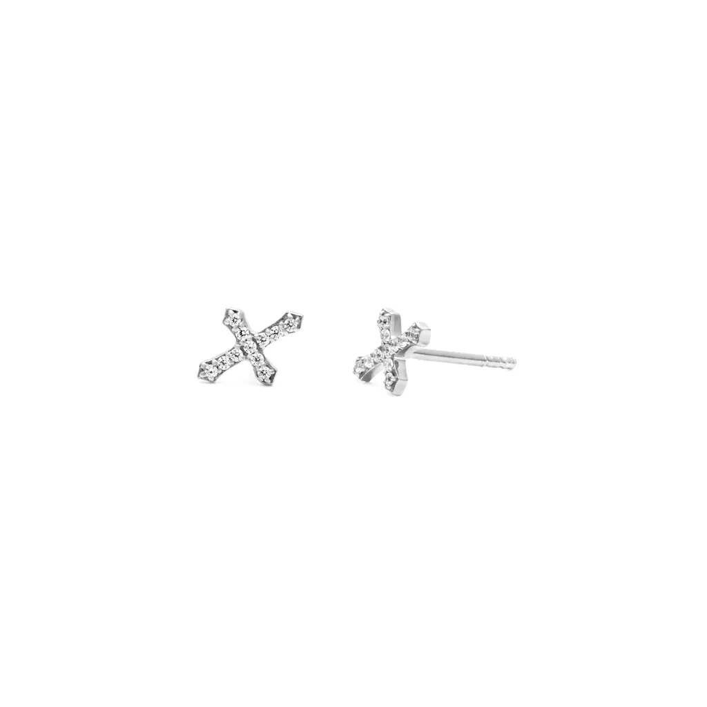 Cross Studs - Silver