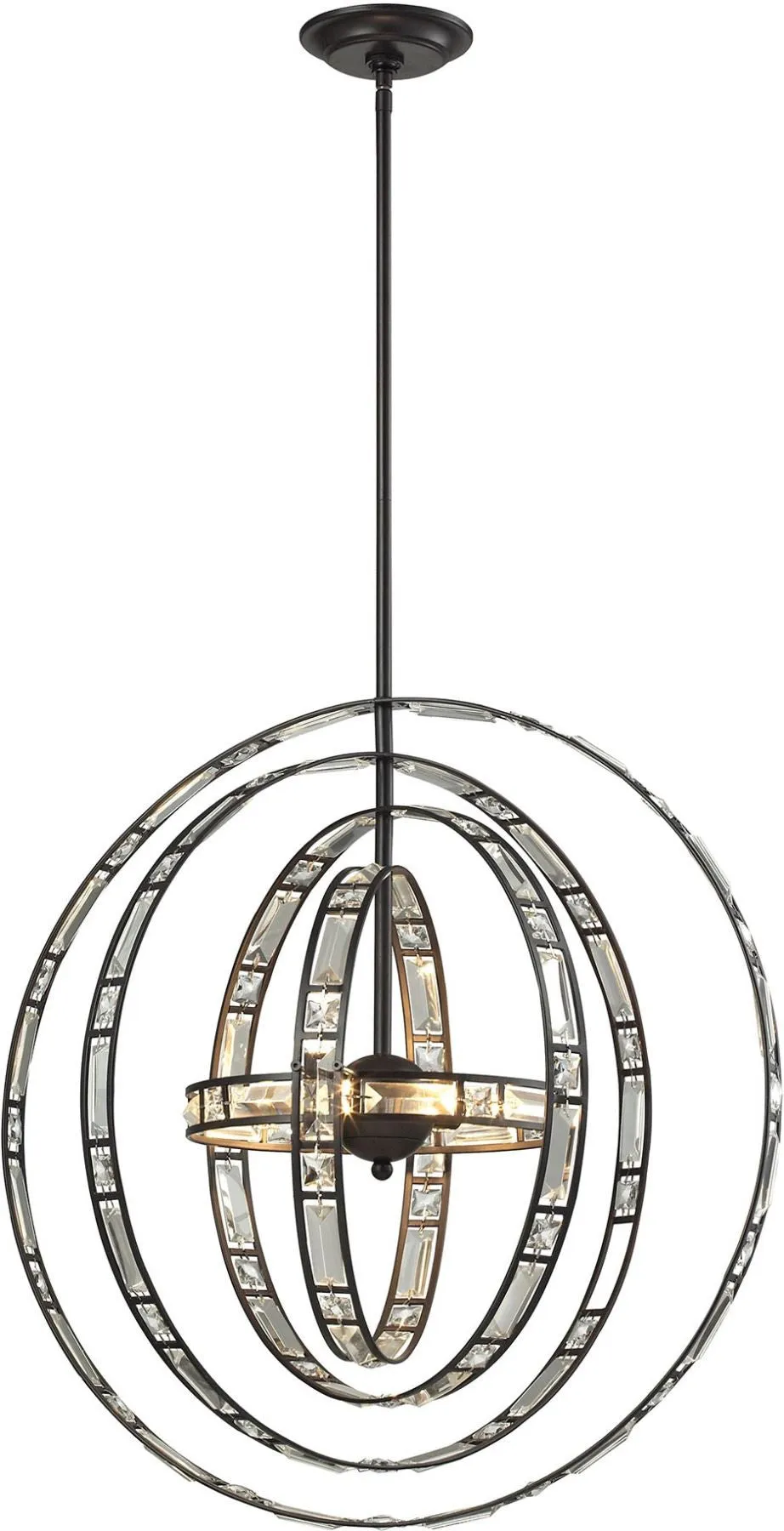 Crystal Orbs 6 Light Pendant In Oil Rubbed Bronze