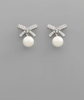 CZ Bow & Pearl Studs