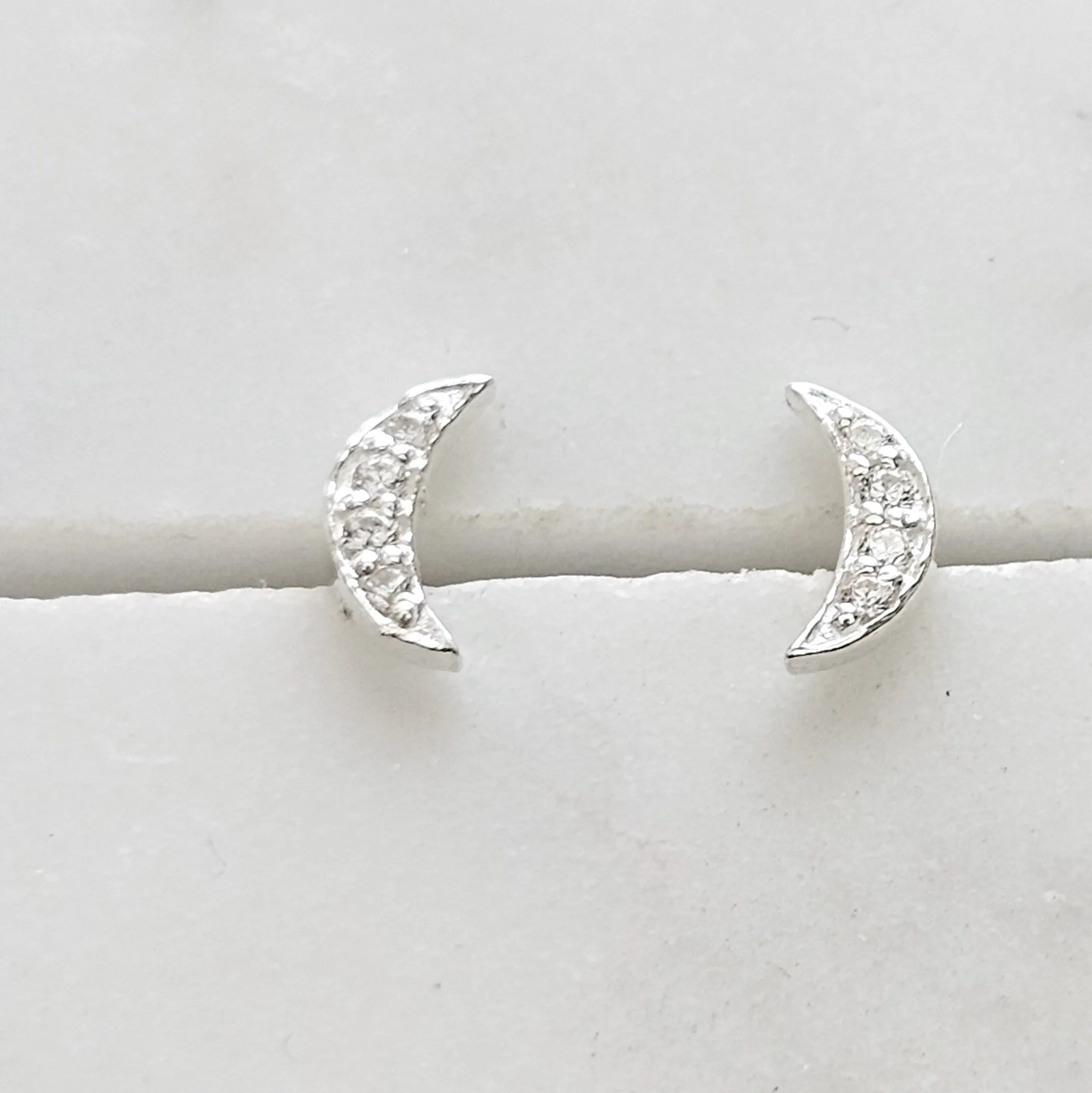 Dainty Crescent Moon Studs