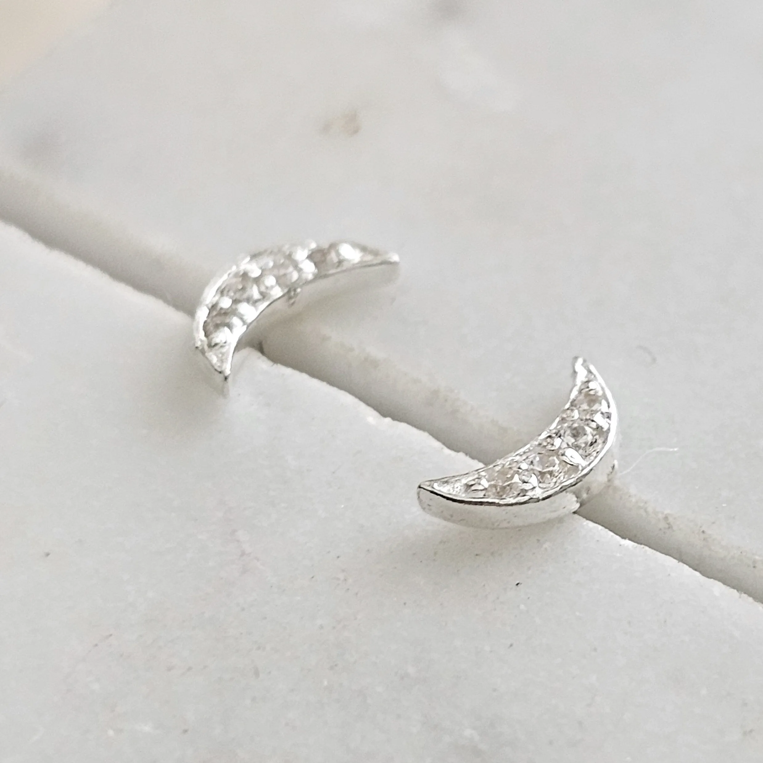 Dainty Crescent Moon Studs