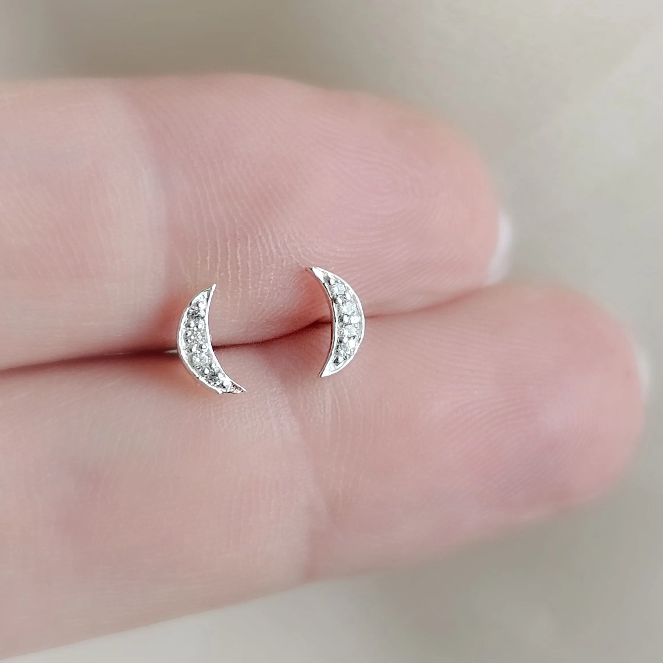 Dainty Crescent Moon Studs