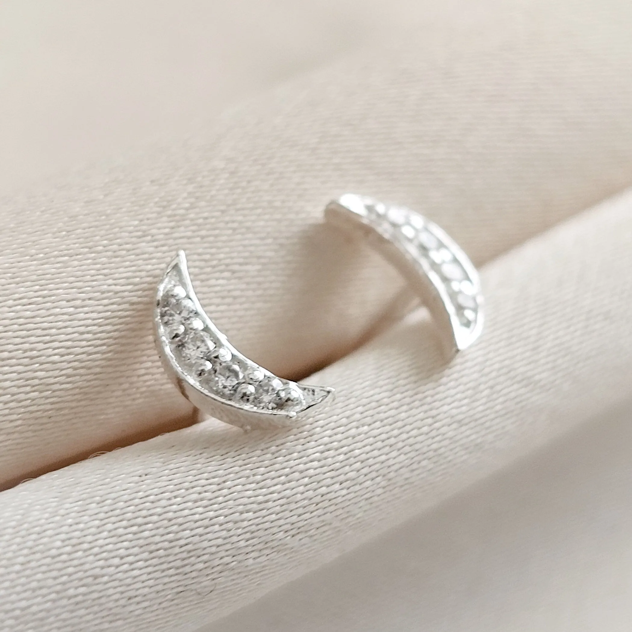 Dainty Crescent Moon Studs