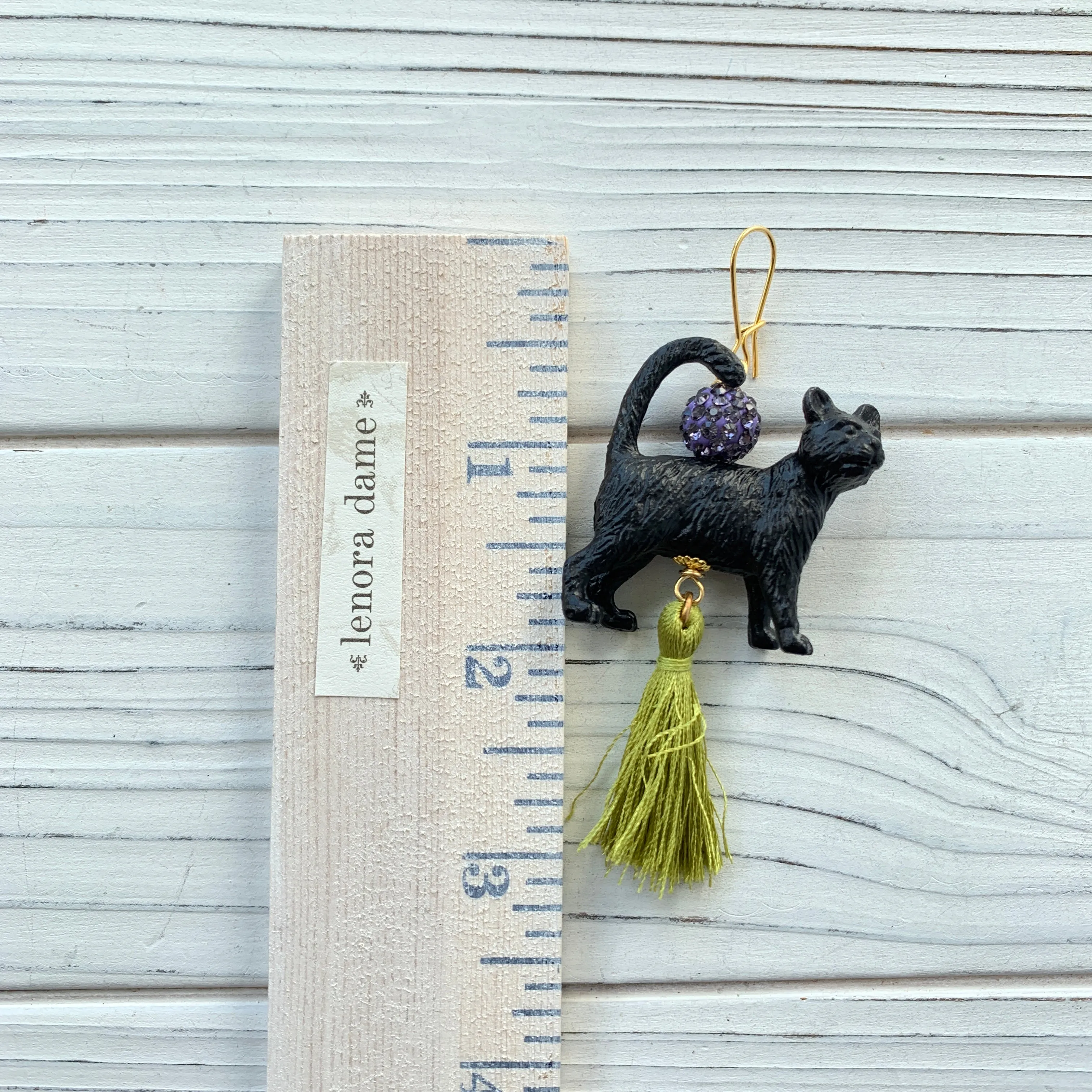 Damien the Black Cat Halloween Earrings