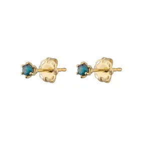 Delicate Blue Diamond Studs in 14k Gold