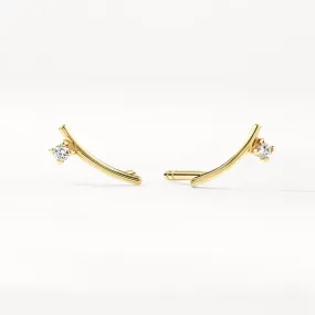 Diamond Dot Bar Stud Earrings in 10k Gold