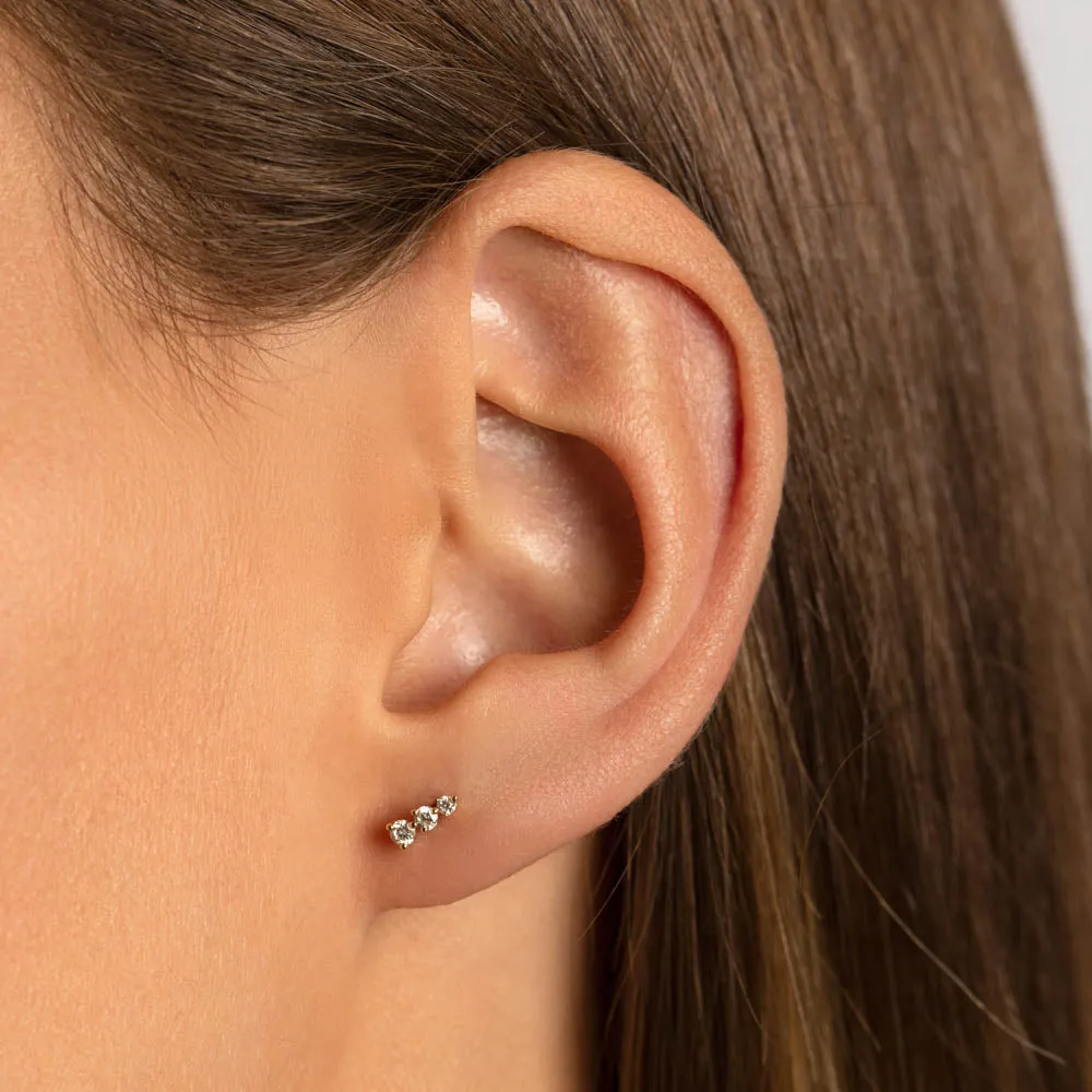 Diamond Triple Stud Earrings in 10k Gold