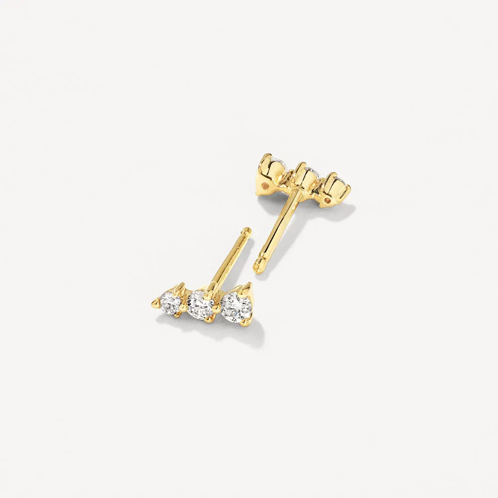 Diamond Triple Stud Earrings in 10k Gold