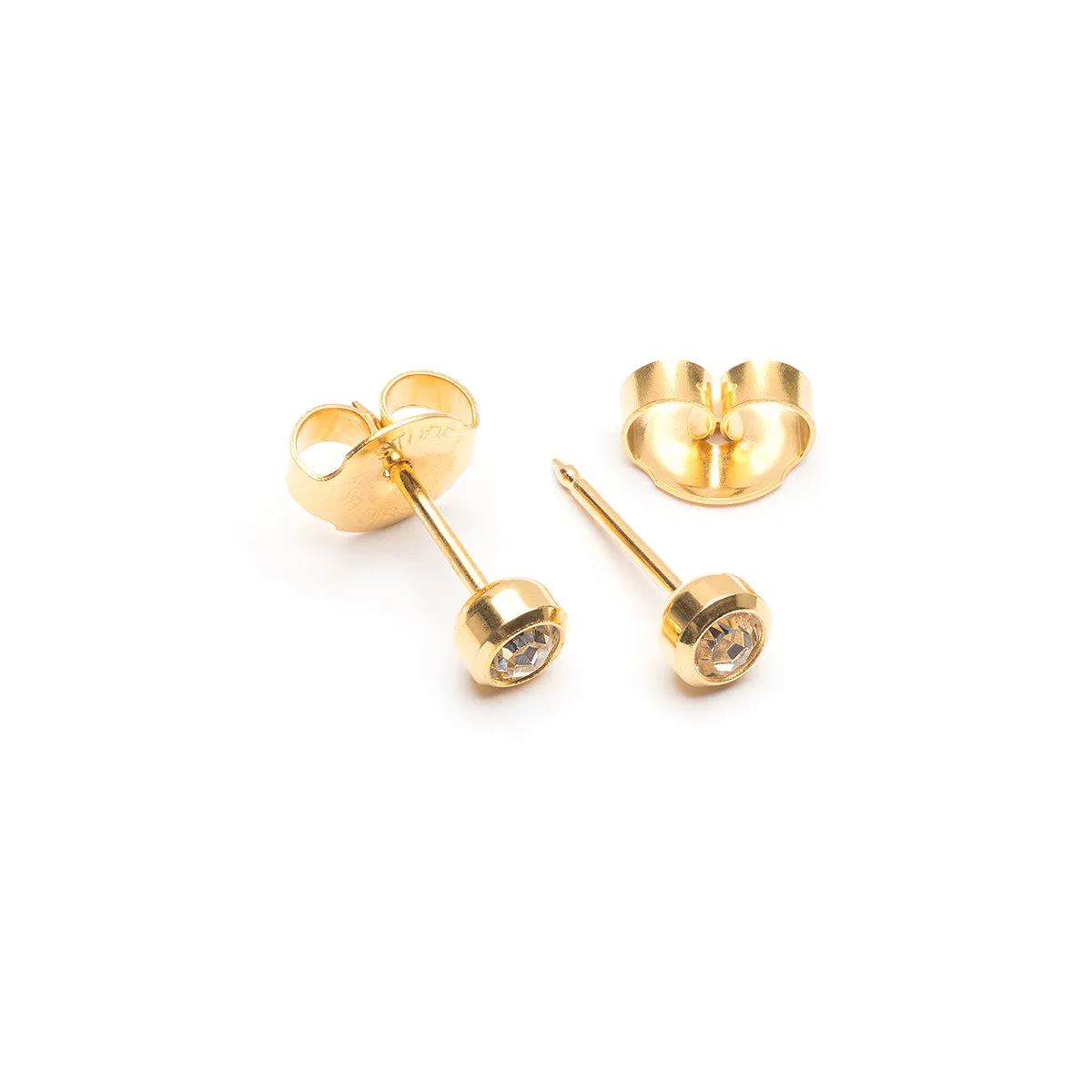 Ear Piercing 3 mm Bazel Crystal Gold Plated Self Piercer