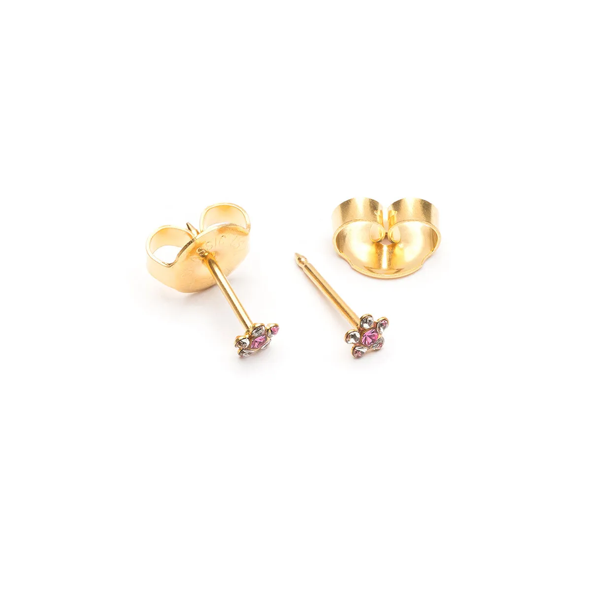 Ear Piercing Rose Daisy Crystal Baby Post Gold Plated  Self Piercer