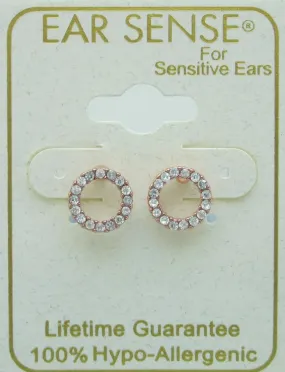 Ear Sense Earring CH263 Small Rose Gold Crystal Circle Stud Earrings