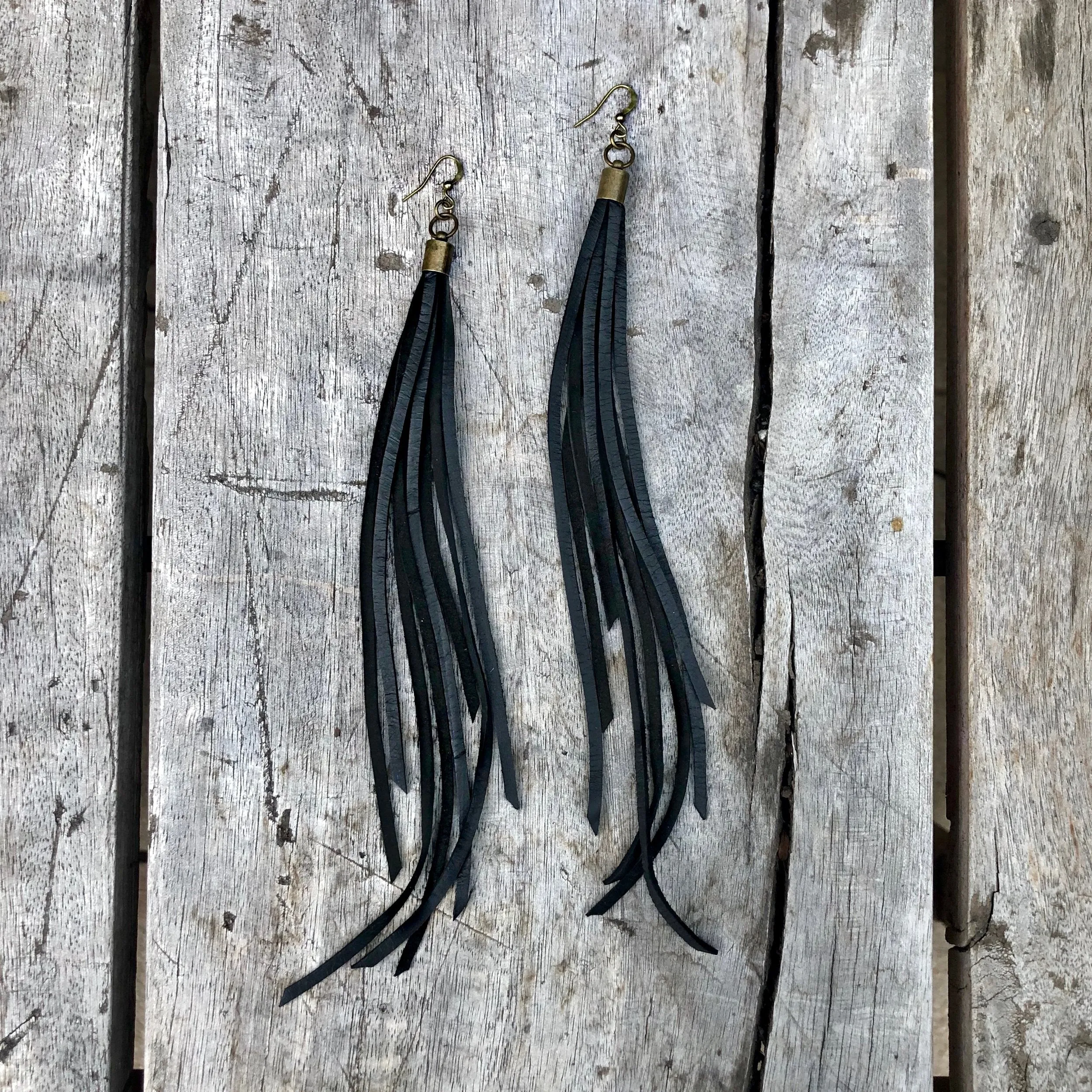 Earrings, Leather Tassels, Color Options - SALE!