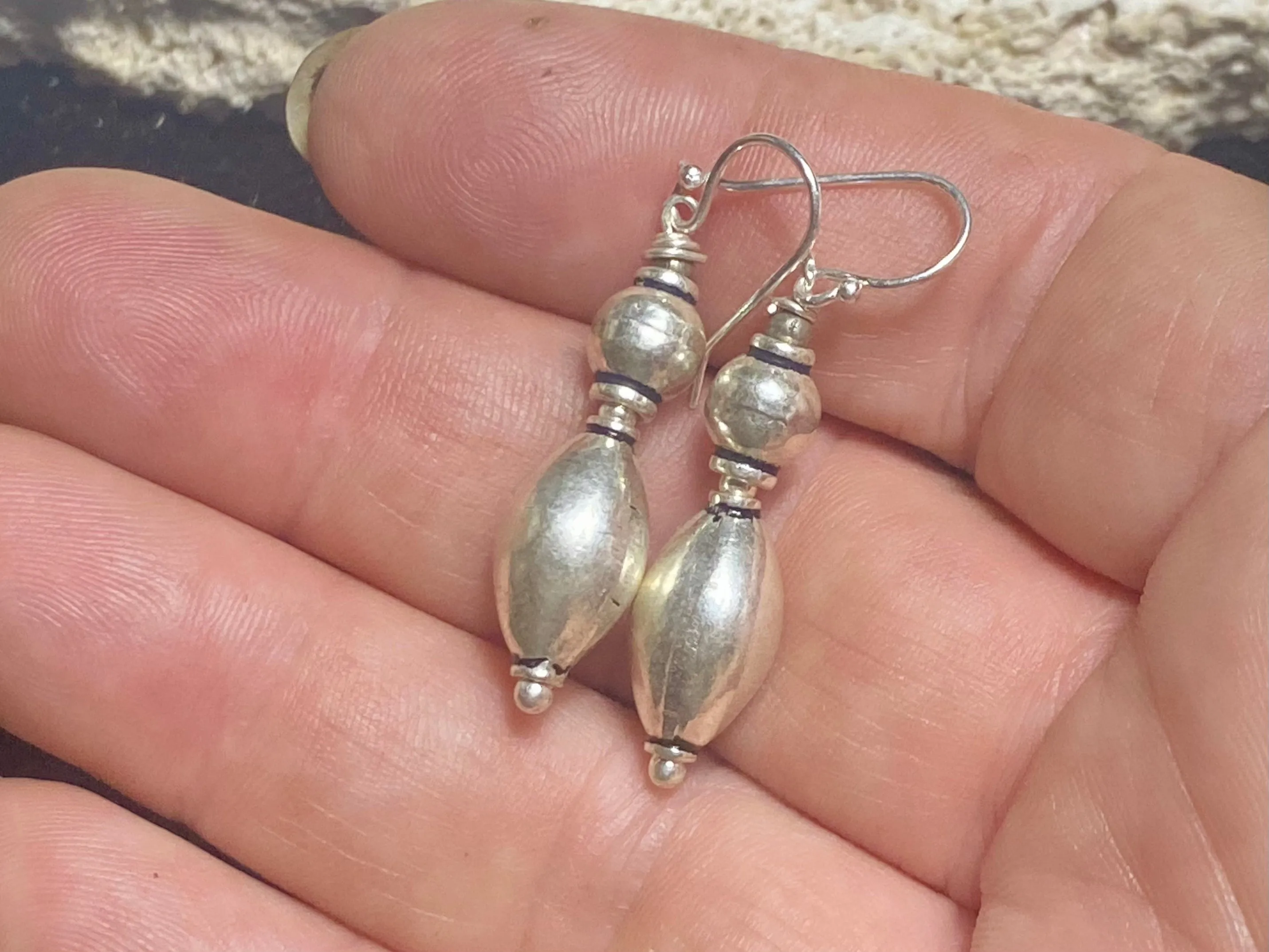 Elegant Silver Drop Tribal Earrings