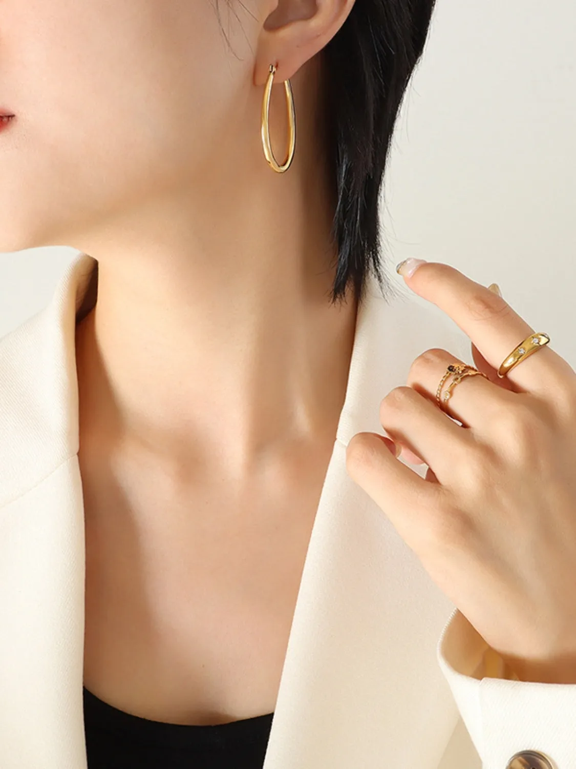 Elevate Your Look with Titanium Plated 18K Gold U-Shaped Earrings