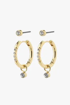 Elna Crystal Hoop Gold Set 2 Recycled Earrings