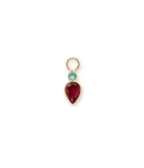 Emerald & Tourmaline 14K Gold Earring Charm