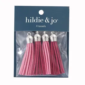 Fuchsia & Pink Suede Tassel Pendants 4ct 2in