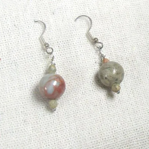 Gemstone Snake Skin Jasper Classic Bead Earrings