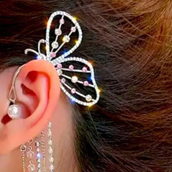 Glittery Wing Long Tassel Ear Wraps