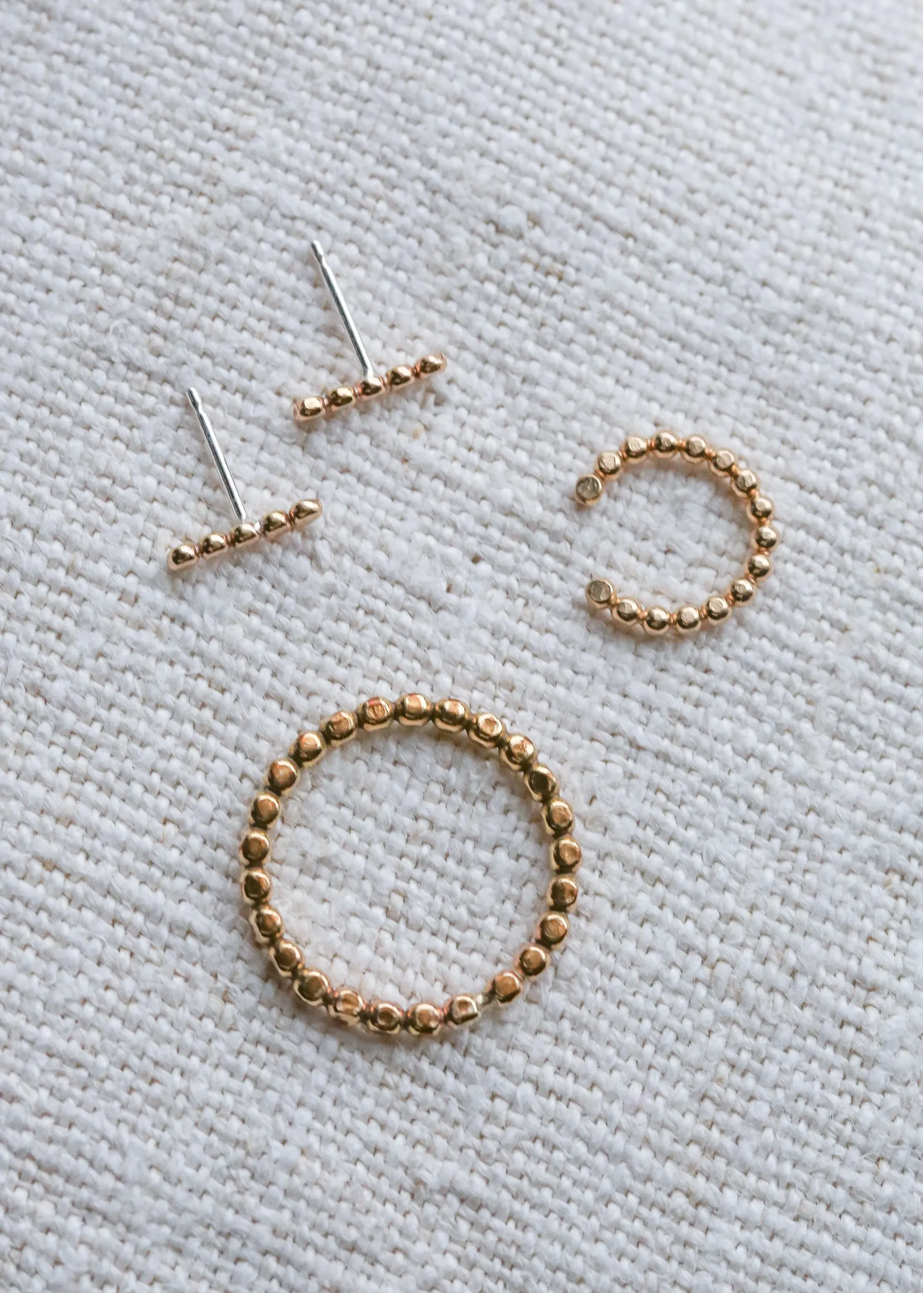 Gold Bobble Stud Earrings