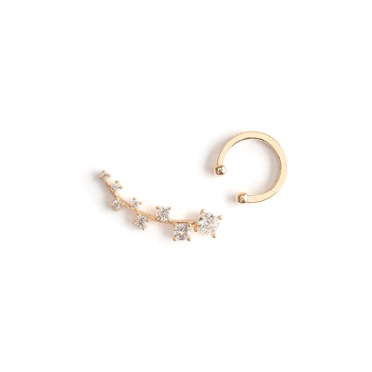 Gold Ear Cuff And Crystal Single Ear Climber Set