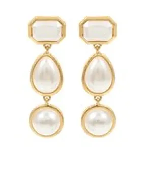 Gold Pearl Shaped Drop Earrings