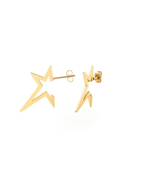 Gold Star Spike Earrings, 18K Gold Plated