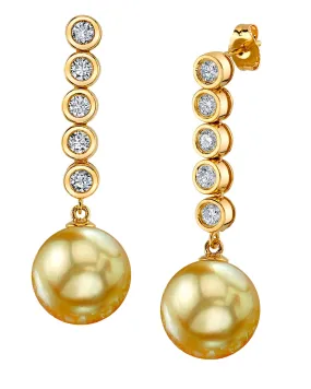 Golden South Sea Pearl & Diamond Circe Dangle Earrings