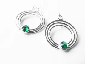 Green Gemstone Dangle Earrings