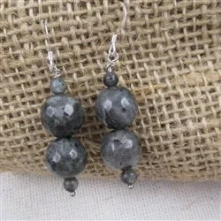 Grey Gemstone Beaded Drop Earrings