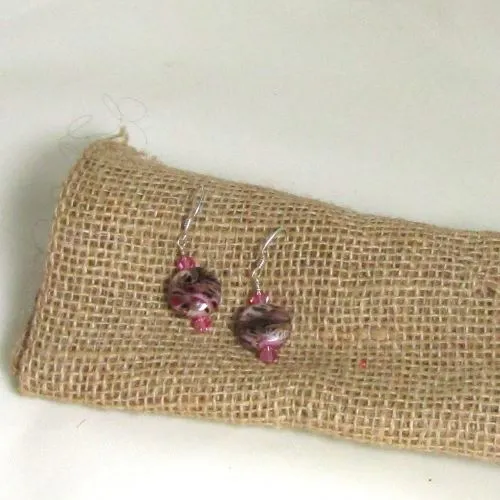 Handmade Pink Artisan Bead Earrings