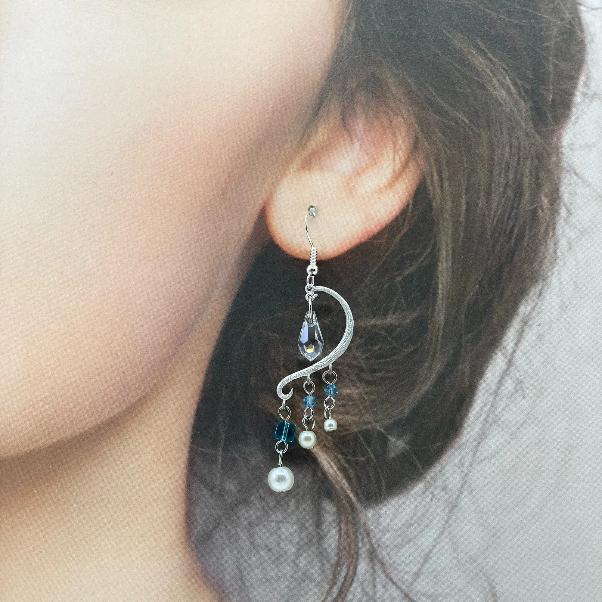 Heavenly Elegance Silver Blue Earrings